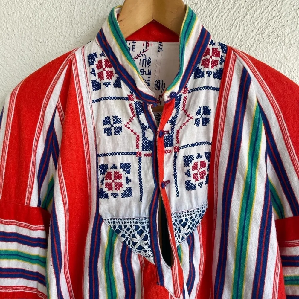 Vintage 70's handmade stripe embroidered top - Picture 5 of 5